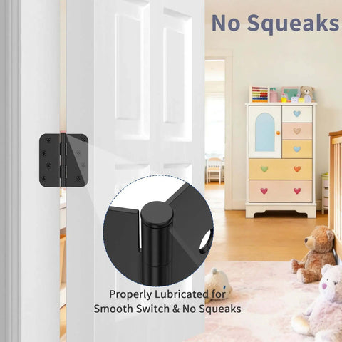12 Pack 4 Inch Matte Black Exterior Door Hinges With Five Eighths Radius And Square Corners on door frame, anti rust