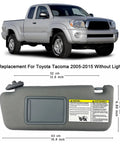Tacoma Sun Visor Replacement Pair With Clips For 2005 To 2015 Models Driver And Passenger Side Gray With Mirror Slide