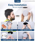 Man demonstrating easy installation of 12 Pack 6 Inch Ultra Thin Led Recessed Ceiling Lights Featuring 5Cct Toggle Adjust And 1050 Lumens Each.
