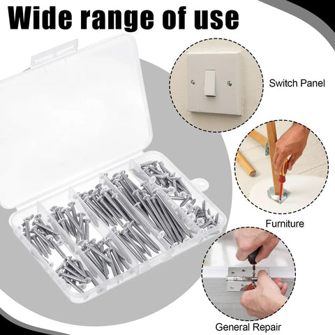 White Head Wood Screws Set 150 Pieces Size Six In Six Lengths Including Two Inch One And A Half Inch One And A Quarter Inch One Inch Three Quarters Inch And One Half Inch For Shutters Bookshelves Wall Plates Shiplap Blank Panels