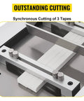 YS 100 Auto Heat Shrink Tube Cold Cutting Machine With 350W Power And Precise Microcomputer Control For PVC Tape Tape Belts Up To Half Inch Diameter, showing synchronous cutting of three tapes.