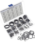 290 Piece C Clips External Retaining Ring Assortment Kit in case, black alloy steel, 15 sizes 4mm to 18mm, for machinery repairs