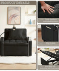 Three In One Velvet Sleeper Chair Bed With Phone Holder And USB Ports, showing thick cushions, side pockets, auxiliary belt