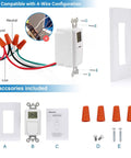 Image showing In Wall Timer Switch for Lights and Fans, 7 Day Programmable Digital Timer with wiring and installation components.