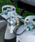 Propane Regulator Auto Changeover Two Stage For RVs With 11.5 Inch Pigtail Hose Connector 250 PSI 287500 BTU installed on tanks
