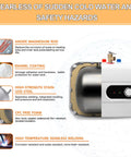 2.6 Gallon On Demand Electric Water Heater With LED Display Under Sink Mini Tank 110V Plug In cutaway view with features