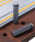 Pro Grade Heavy Duty Bench Dogs for Woodworking Set of 2 fits 20mm holes on guide rail, shown in workbench slots.