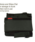 Heavy Duty Trunk Organizer With 28 Can Capacity Leak Proof Cooler, Rigid Base, shown folded for storage