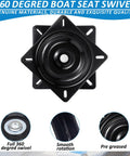 Two Pack Seven Inch Square Swivel Base Delivering A Tight Fit And Smooth Operator Spin Heavy Duty Flat Mount Bracket For Boat Seats Recliners And Bar Stools Black with 360-degree view.