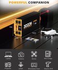 3000W Pure Sine Wave Inverter For RV And Off Grid Power 24V DC To 110V 120V AC 4 AC Outlets Remote Control Type C PD30W USB QC3 shown with drone and phone