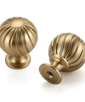 Champagne Bronze Cabinet Knobs 2 Pack Round Drawer Knobs For Dresser Kitchen Cabinets Bathroom Vanity Closet Doors 1 Inch Single Hole Hardware With Raised Fluted Grooves Vintage Style
