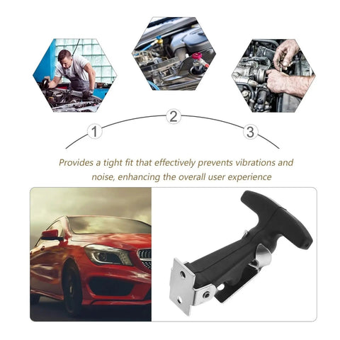 Rugged Heavy Duty 5 Piece Rubber Latch Set Built To Last Flexible T Handle Draw Hasp Hood Lock For Hood Or Toolbox shown above car and engine