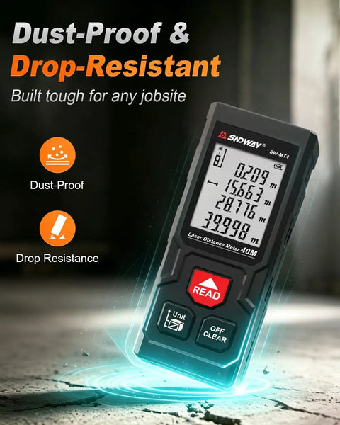 Slick Compact Laser Distance Measure 131 Ft Range With Deadly Accurate 2 Mm Precision For Pro Handyman And Home Diy Construction Projects Featuring Dual Reference Lines And 2 Aaa Batteries For No Sweat Quick Room Measurements