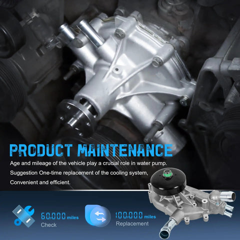 Thermostat Engine Aluminum Water Pump For Chevy Silverado 1500 Tahoe Suburban Trailblazer Express GMC Sierra Yukon Cadillac Buick Hummer Isuzu V8 4.8L 5.3L 6.0L Drop In Replacement installed in engine
