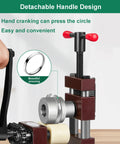 Adjustable Ring And Bracelet Bender Machine With Stainless Steel Rolling Mill for crafting spoon rings, featuring a detachable handle design.