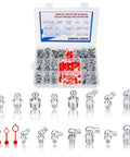 Grease Nipple Fittings Kit With Lubrication Connectors And Locking Caps displayed with open storage box and fittings