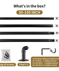 Wraparound Blackout Curtain Rod For Indoor And Outdoor Windows 95 To 150 Inches with rods, brackets, and screws shown.