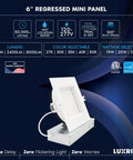 Image of a Six Inch Square Led Recessed Lights 12 Pack Canless Downlights With Hella Adjustable Cct And Dual Dimming Wet Rated For Tight Ceilings.