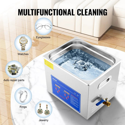 10L Pro-Grade Ultrasonic Cleaning System for Jewelry, Dentures, Instruments and Industrial Parts Stainless Steel Tank with Digital Timer