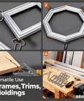 Premium Woodworking Miter Clamps Pliers Kit With Ten Durable Spring Clamps And One Adjustable Plier For Precision Cutting Secure Joints And Pro Level Finish On All Your Diy Projects Today. metal spring clamps on frame corners and trim pieces