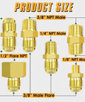 Six brass adapters for 6 Ft High Pressure Propane Hose Extension With Conversion Couplings For BBQ Grill Fire Pit And Heater