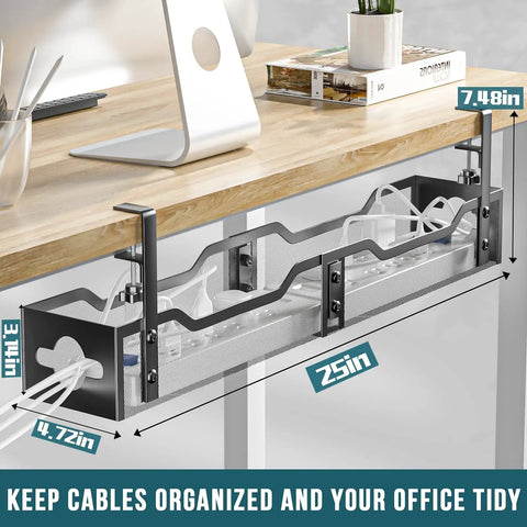 Under Desk Cable Management Tray Clamp On 25 Inch Wire Organizer For Office And Home No Drill No Damage To Table