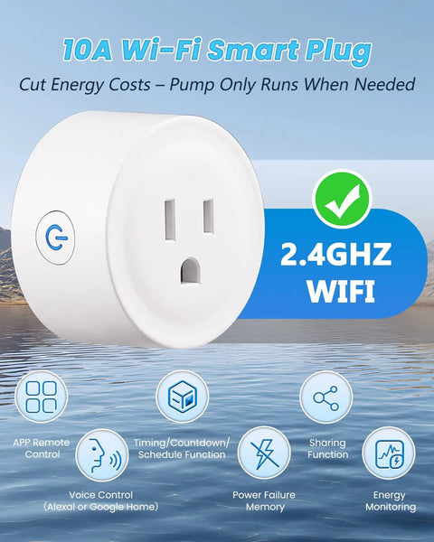 10A Wi-Fi Smart Plug designed for energy efficiency, enabling remote control for Instant Hot Water Recirculating Pump Kit.