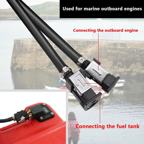 5/16 Inch Six Foot Fuel Line Assembly With Connector And Primer Bulb For Marine Outboard Boats And RVs Rubber Fuel Hose With Premium 304 Stainless Steel Hose Clamps Durable And Easy Install Fuel Line Kit Ready To Go