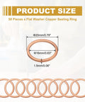 Heavy Duty Copper Crush Washers 50 Pack M16 16Mm ID 20Mm OD Thick Sealing Rings For Oil Drain Plugs Engine Bolts close-up showing sizes.