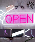 Pink Hair Salon Neon Light Open Sign LED Barbershop Sign USB Powered Colorful Light Up For Beauty Room Salon Store Cafe Club Hotel