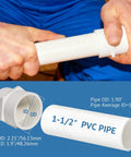Pack of 2 White 1-1/2 Inch PVC Female Thread Adapters being used, focus on 2-Way Pipe Coupling Connectors Schedule 40.