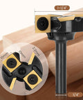 Heavy Duty Carbide Insert Surfacing Router Bit With One Quarter Inch Shank And One And One Quarter Inch Cutting Diameter Four Wing Anti Vibration Design TiAlN Coated Replaceable Blades For Heat Resistance Pro Grade Woodworking Planing Bit shown with measurements.