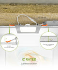 Installation of 12 Pack 4 Inch LED Recessed Ceiling Lights Canless Wafer Downlight Slick Slim Panel showcasing 2-inch ceiling space