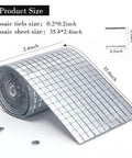Self Adhesive Mirror Mosaic Tiles 2400 Pcs 10x10mm Disco Ball Tiles roll with measurements for DIY crafts indoor decor.