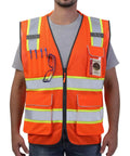 Heavy Duty Hi Vis Reflective Safety Vest For Men And Women Class Two High Visibility Work Vest With Badass Durability And Super Comfy Padded Collar For Job Sites, featuring reinforced pockets and tools.