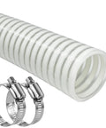1.5 Inch Pool Replacement Hose For Above Ground Pools, Flexible PVC Vinyl Vacuum And Filter Tubing shown with clamps