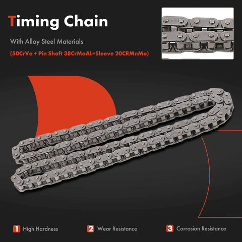 Toyota Tacoma Timing Chain Kit 7 Piece With Sprocket Tensioner And Guide For 1995 To 2004 L4 2.4L DOHC Engine Replacement
