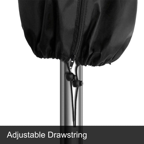 Waterproof Patio Umbrella Cover For 7 To 9 Ft Outdoor Market Parasol With adjustable drawstring and push rod black cover