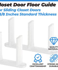 5 Pack Sliding Closet Door Floor Guides Fit For 1-3/8 Inch Thick Doors White Universal ABS Bottom Guides For Cabinet Floors With Screws Centering Doors On Tracks And Preventing Wobble For Smooth Operation.