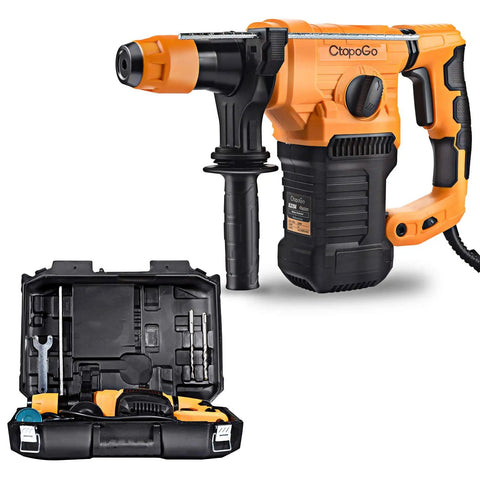 Heavy Duty 1-1/4 Inch SDS-Plus Rotary Hammer Drill With 12.5 Amp Motor Four Functions Vibration Control And Safety Clutch