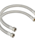 18 Inch Braided Stainless Steel Water Heater Connector Hose 3/4 Inch FIP X 3/4 Inch FIP Female Ends Flexible Steel Flex Universal For Leak Free Shower And Plumbing Installations 2 Pack