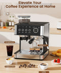 Espresso Machine With Built In Grinder For Home Barista Vibe, 15 Bar Pump, Milk Frother Steam Wand on kitchen counter