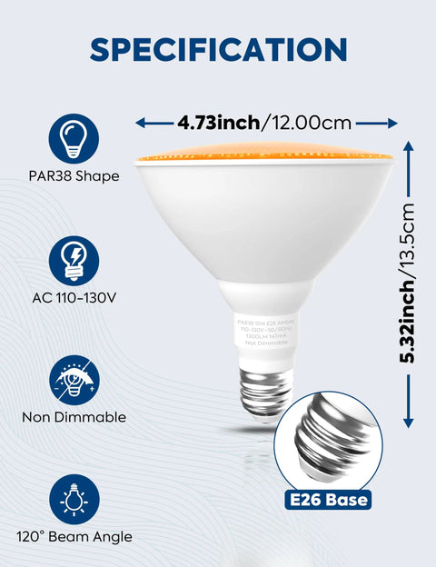 Outdoor PAR38 LED Bug Lights Amber Yellow E26 Base 150 Watt Equivalent Repels Insects Chemical Free Patio Bulb Keep Gnats At Bay All Summer Long Blast Away Mosquitoes On Your Deck Actually Works For Super Chill Vibes And Cool Sleep