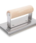 QLT Curved Concrete Edger Six By Two And Three Quarters Inch Blade With Three Eighth Inch Radius And One Half Inch Lip Durable Wood Handle