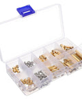 Copper Alloy Standoffs And M3 Screw Kit With Nuts In Compact Storage Box For DIY Electronics Projects.