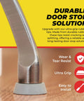 Door Stopper Replacement Rubber Tips for Kickdown and Drop Down Doors shown installed, close-up view of ribbed gray tip.