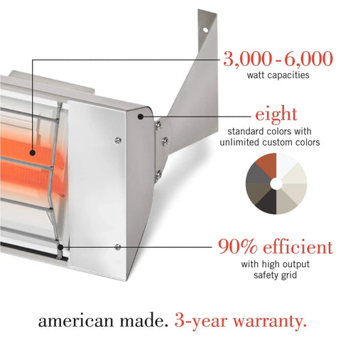 WD-4024 39 Inch Stainless Steel Dual Element Electric Heater Fixture 4000 Watt 240 Volt with mounting bracket detail