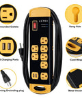 Beefy Built Metal Surge Protector Power Strip With Eight Outlets And USB Ports Nine Foot Long Extension Cord 1800 Joules 15A 125V