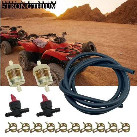 Heavy Duty Quarter Inch Gas Fuel Line Hose Kit With Clamps Valves And Filters for small engines near ATVs in desert
