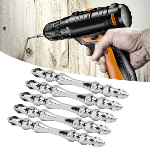 Rock Solid 10 Piece Double Ended Screwdriver Bit Set With PH2 Cross Head Magnetic Tips Made From Super Tough K5 Alloy Steel Featuring 65mm Length And 1/4 Inch Hex Shank Perfect Replacement Kit For Electric Drills And Manual Jobs That Need To Get Done, PH2 bits in drill